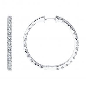 Серьги из белого золота SOKOLOV с бриллиантом 1022433-3 фото