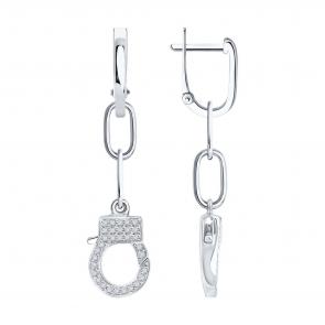 Серьги-трансформеры из белого золота SOKOLOV с бриллиантом 1022444-3 фото