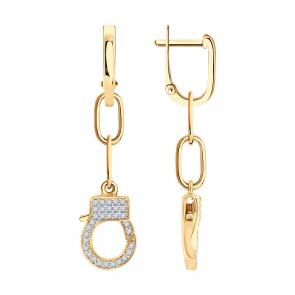 Золотые серьги SOKOLOV с бриллиантом 1022444 фото