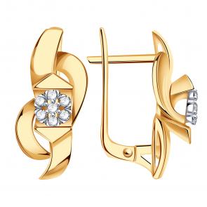 Золотые серьги Александра с бриллиантом 1022446сбк фото