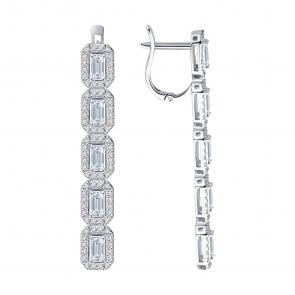 Серьги из белого золота SOKOLOV с бриллиантом выращенным 1022447-3-5 фото