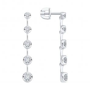 Серьги из белого золота SOKOLOV с бриллиантом выращенным 1022449-3-5 фото