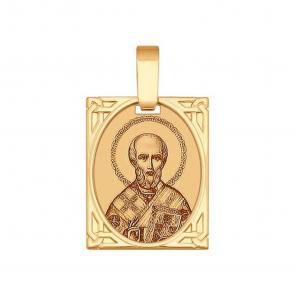 Золотая подвеска-иконка Святитель Николай Чудотворец SOKOLOV 102245 фото