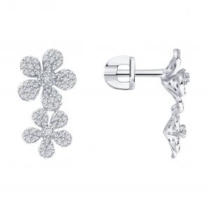 Серьги из белого золота SOKOLOV с бриллиантом 1022457-3 фото