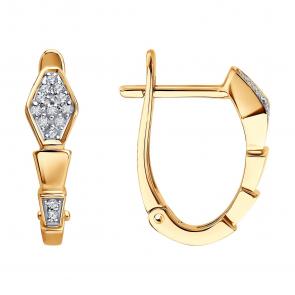 Золотые серьги Символ года Змея SOKOLOV с бриллиантом 1022483 фото