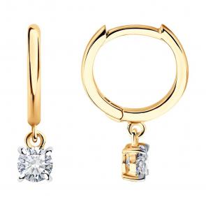 Золотые серьги SOKOLOV с бриллиантом выращенным 1022506-5 фото