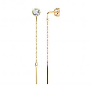 Золотые серьги SOKOLOV с бриллиантом выращенным 1022520-5 фото