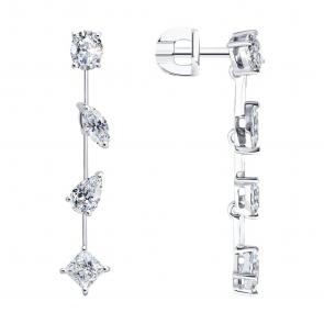 Золотые серьги SOKOLOV с бриллиантом выращенным 1022553-3-5 фото