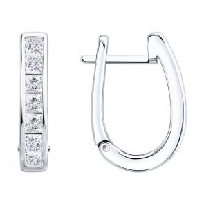 Золотые серьги SOKOLOV с бриллиантом выращенным 1022556-3-5 фото