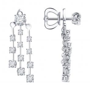 Золотые серьги SOKOLOV с бриллиантом выращенным 1022562-3-5 фото