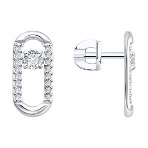 Золотые серьги SOKOLOV с бриллиантом выращенным 1022570-3-5 фото