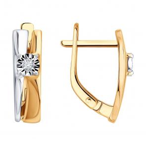 Серьги из комбинированного золота SOKOLOV с бриллиантом 1022587 фото
