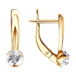 Золотые серьги SOKOLOV с бриллиантом 1022600 фото