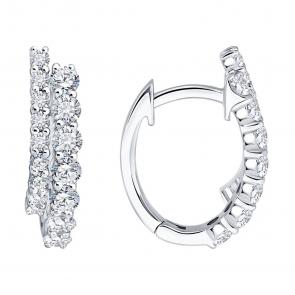 Золотые серьги SOKOLOV с бриллиантом выращенным 1022601-3-5 фото