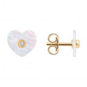 Золотые серьги SOKOLOV с бриллиантом и перламутром 1022603 фото