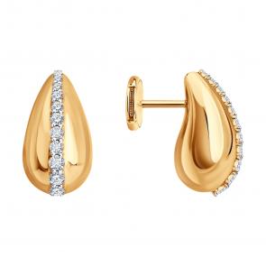 Золотые серьги SOKOLOV с бриллиантом выращенным 1022604-5 фото