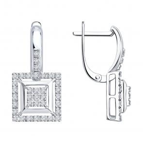 Серьги из белого золота SOKOLOV с бриллиантом 1022612-3 фото