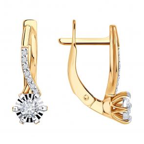 Золотые серьги SOKOLOV с бриллиантом 1022620 фото