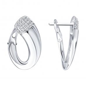 Серьги из белого золота SOKOLOV с бриллиантом 1022632-3 фото