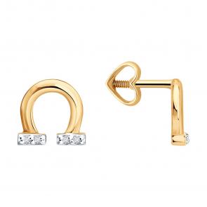 Золотые серьги SOKOLOV с бриллиантом 1022648 фото