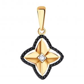 Золотая подвеска Александра с бриллиантом и чёрным бриллиантом 1030350ск-2 фото