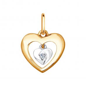 Золотая подвеска SOKOLOV с подвижным бриллиантом 1030608 фото