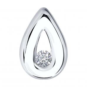 Подвеска из белого золота SOKOLOV с бриллиантом выращенным 1030653-5 фото