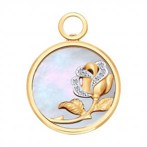 Золотая подвеска SOKOLOV с бриллиантом и перламутром 1030684 фото