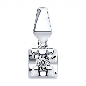 Подвеска из белого золота SOKOLOV с бриллиантом 1030703 фото