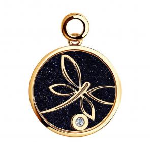 Золотая подвеска SOKOLOV с подвижным бриллиантом, авантюрином и сапфировым стеклом 1030733 фото