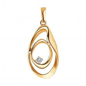 Золотая подвеска SOKOLOV с бриллиантом 1030754 фото