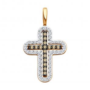 Золотая подвеска SOKOLOV с бриллиантом и коньячным бриллиантом 1030933 фото