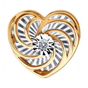 Золотая подвеска SOKOLOV с бриллиантом 1030947 фото