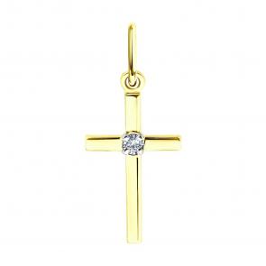 Золотая подвеска SOKOLOV с бриллиантом выращенным 1031010-2-5 фото