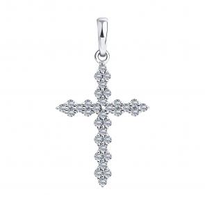 Подвеска из белого золота SOKOLOV с бриллиантом выращенным 1031025-3-5 фото