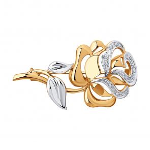 Золотая брошь SOKOLOV с бриллиантом 1040017 фото