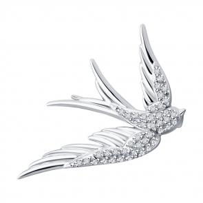 Брошь из белого золота SOKOLOV с бриллиантом 1040042-3 фото