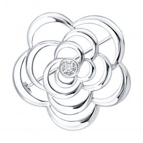 : Брошь из белого золота с бриллиантом выращенным 1040056-3-5 фото