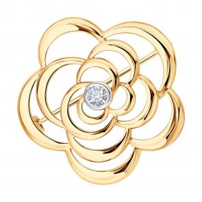 : Брошь из золота с бриллиантом выращенным 1040056-5 фото
