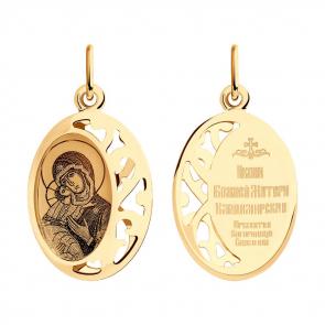 Золотая подвеска Иконка Божией Матери Владимирская SOKOLOV 104136 фото