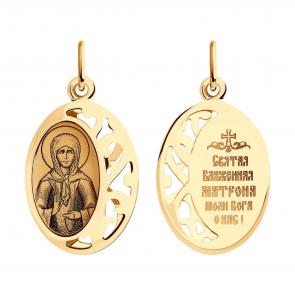 Золотая подвеска-иконка Святая блаженная Матрона SOKOLOV 104138 фото