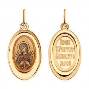 Золотая подвеска-иконка Божией Матери Семистрельная SOKOLOV 104141 фото