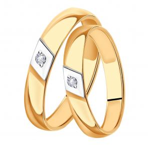 Золотое обручальное кольцо 3 мм Александра с бриллиантом 1049147сбк фото