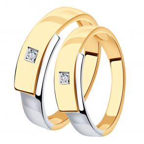 Золотое обручальное кольцо 4 мм Александра с бриллиантом 1049159сбк фото