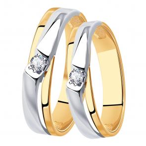 Золотое обручальное кольцо 4 мм Александра с бриллиантом 1049167сбк фото