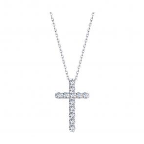 Колье-крест из белого золота SOKOLOV с выращенным бриллиантом 1070173-3-5 фото