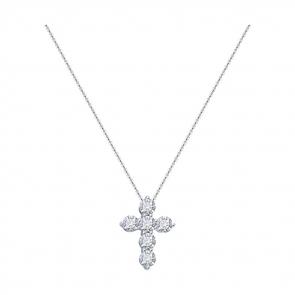 Колье Крест из белого золота SOKOLOV с бриллиантом выращенным 1070253-3-5 фото