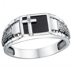 Кольцо из черненого серебра Высоковы 585 с фианитом и ониксом 11-000654-105200 фото