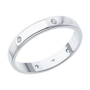 Обручальное кольцо из белого золота 3 мм SOKOLOV с бриллиантом 1110241-3 фото