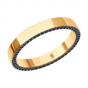 Золотое обручальное кольцо 3 мм SOKOLOV с чёрным бриллиантом 1110252 фото